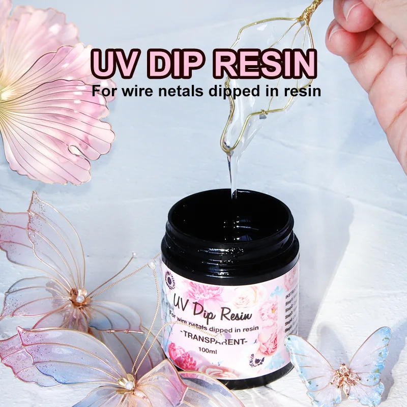 UV DIP Resin Glue UV Flower-Making Liquid With Light For Wire Metals Dipped In Resin Crystal UV Curing Headdress Jewelry Making