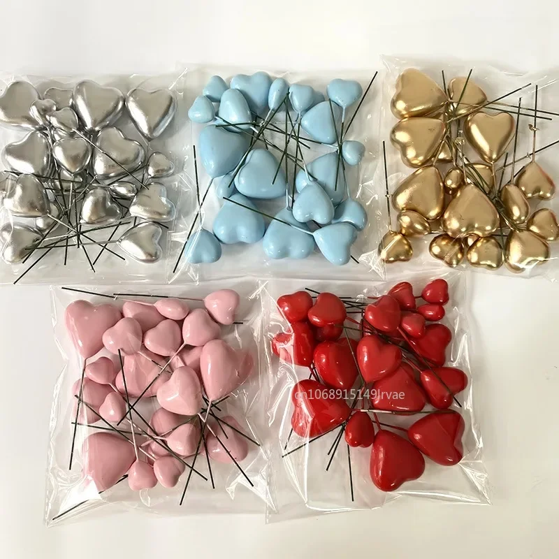 20PCS 3D Heart Cake Toppers Foam Toppers Cake Decoration Happy Birthday Cake DIY Insert for Wedding Baby Shower Valentine's Day