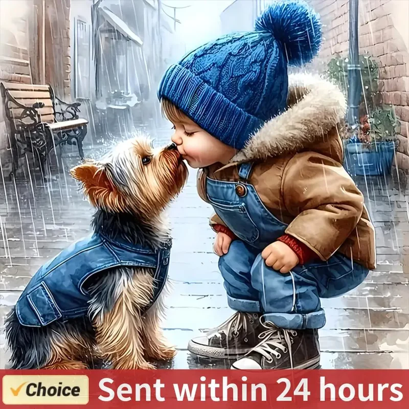 Full Embroidery Eco-cotton Thread 11CT Printed Boy Cross Stitch Kit Art 40x40cm