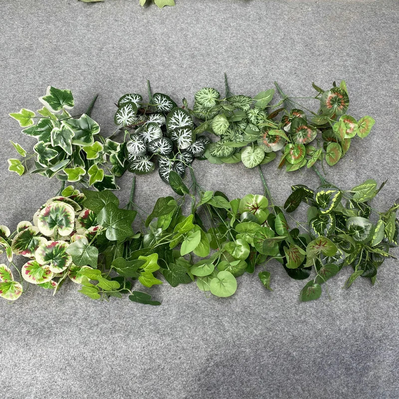 Artificial Plants Branch Artificial Ivy Leaf Artificial Green Leaves Fake Greenery Plants Fork for Home Office Party Decor