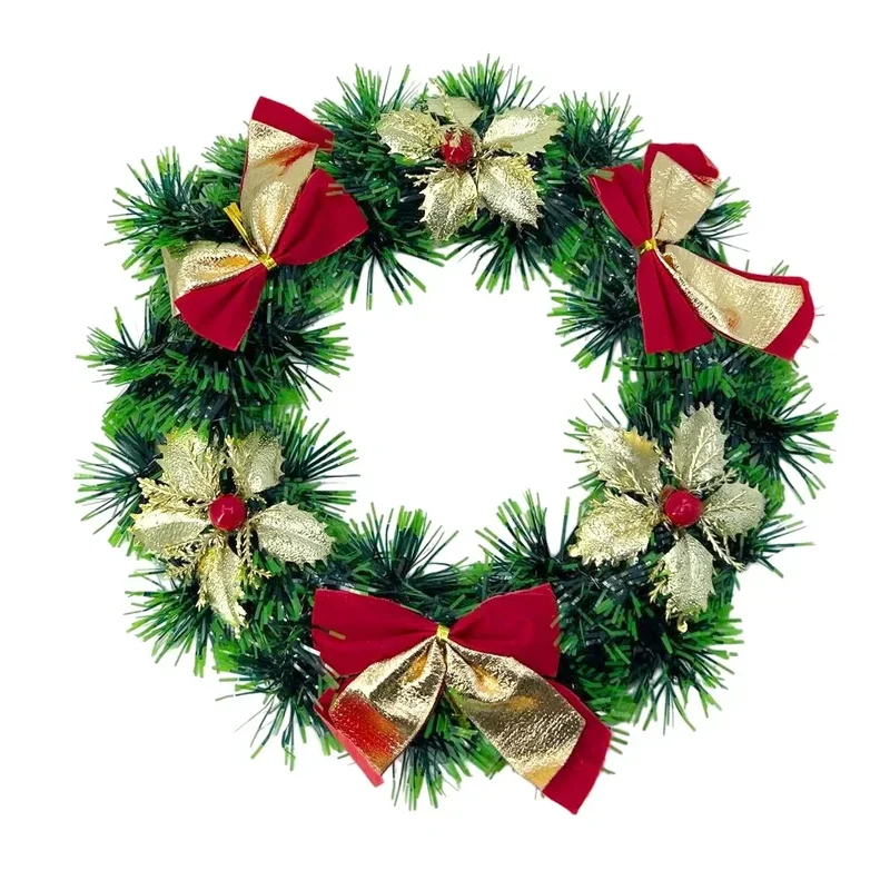 [GD] 1pc Handmade Indoor Christmas Wreath Door Hanging Decoration with Bows Artificial Plants 25cm Model YT133247(115.2411.120)