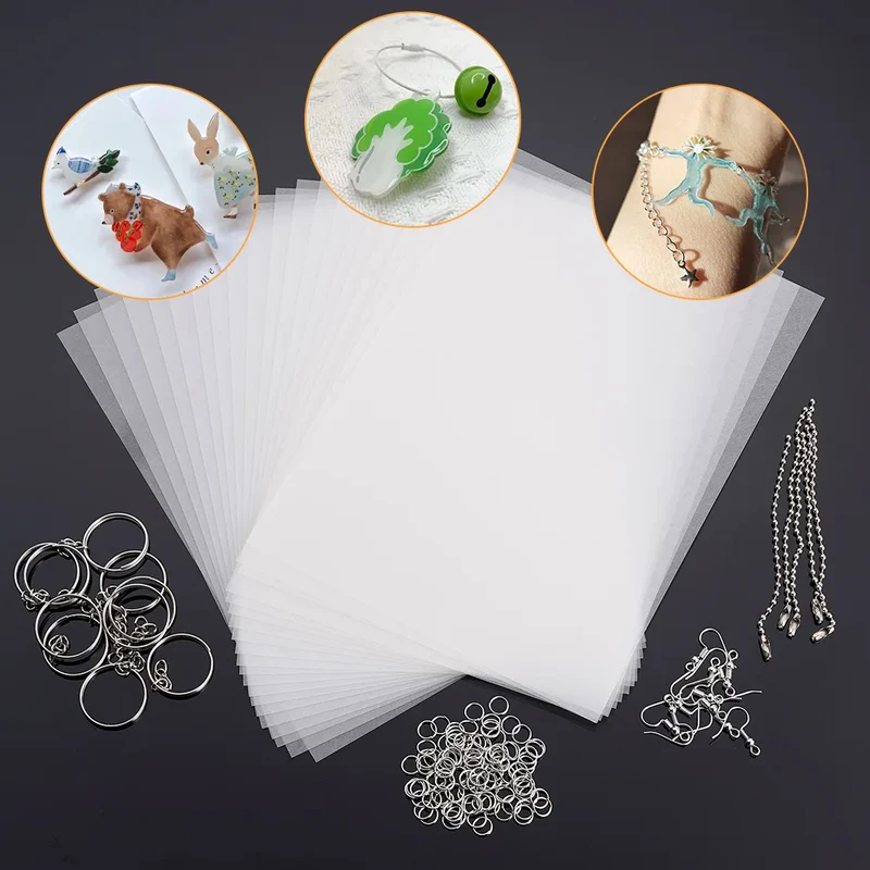 145/198/245Pcs Plastic Heat Shrink Sheet Kit DIY Fun Thermal Heat Shrink Film Translucent Sheets Blank Shrink Art Film Paper