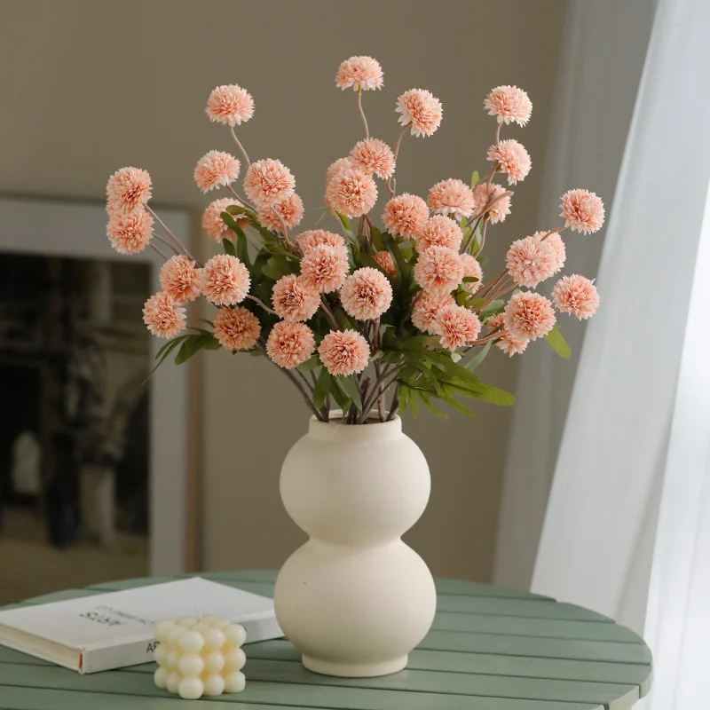 10 pcs Dandelion Artificial Flower Wedding 5 Head Fake Flowers Small Thorn Ball Home Decoration Bouquet Valentine's Day