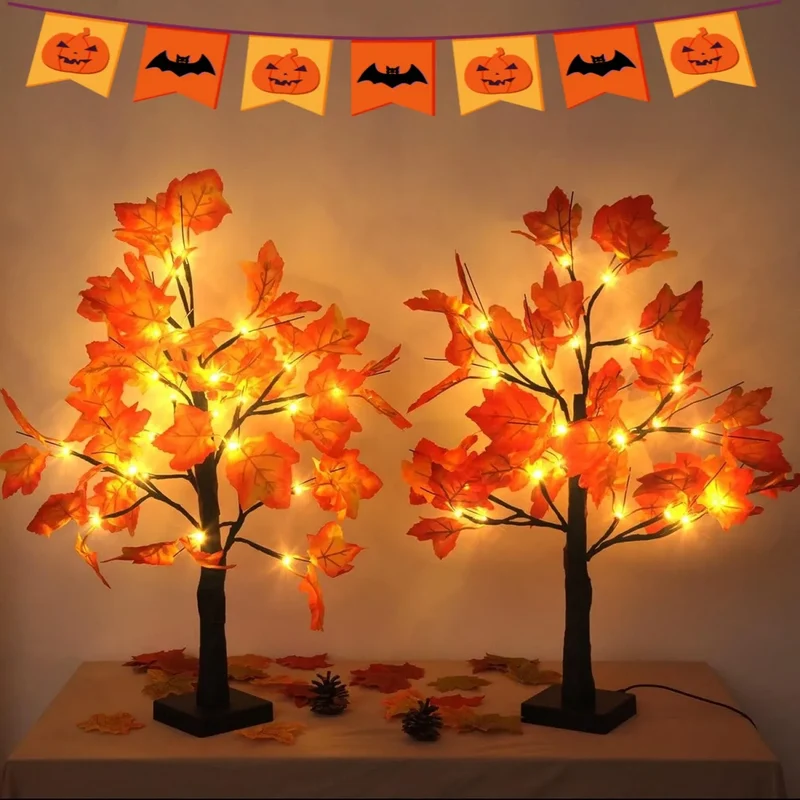1pc 24 LED Artificial Black Birch Tree Light DIY Branches Table Lamp For Fall Gifts Home Bedroom Holiday Party Halloween Decor