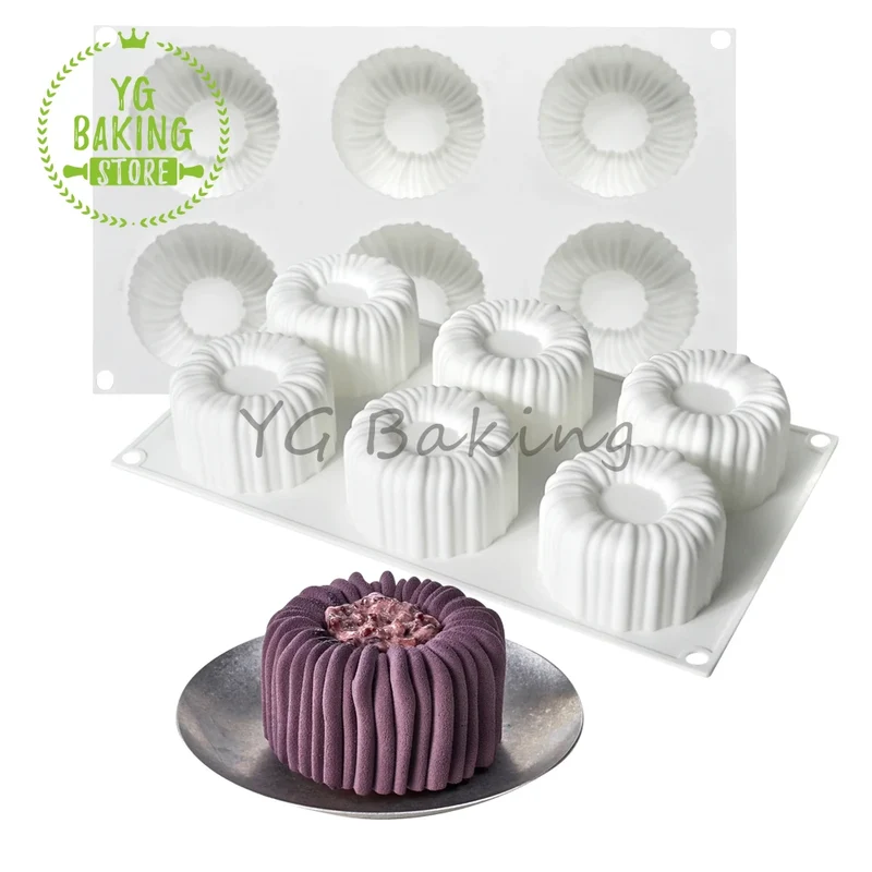 Dorica Striped Round Pudding Silicone Mousse Mold DIY Dessert Chocolate Mould Valentine's Day Cake Decorating Tools Bakeware