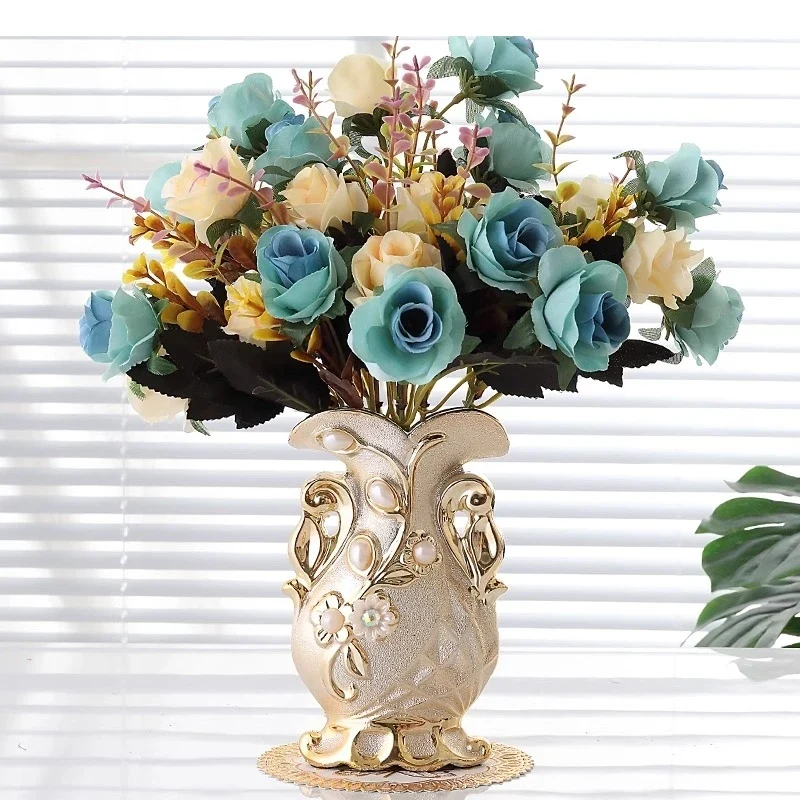 Electroplated Ceramic Vase Living Room Tabletop Flower Arrangement Dry Home Decoration Ornaments